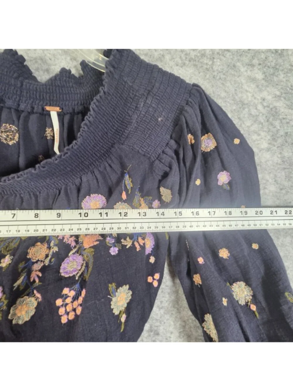 Free People Saachi Navy Embroidered Crop Top Boho Festival XS